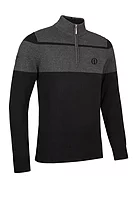 g.THE OPEN GARVIE The Open Quarter Zip Block Touch of Cashmere Midweight Golf Sweater - Black/Charcoal Marl