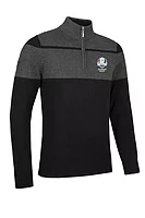 g.RYDER CUP GARVIE Ryder Cup Quarter Zip Block Touch of Cashmere Midweight Golf Sweater - Black/Charcoal Marl