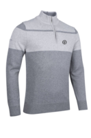 g.THE OPEN GARVIE The Open Quarter Zip Block Touch of Cashmere Midweight Golf Sweater - Mid Grey Marl/Light Grey Marl