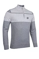 g.THE OPEN GARVIE The Open Quarter Zip Block Touch of Cashmere Midweight Golf Sweater - Mid Grey Marl/Light Grey Marl