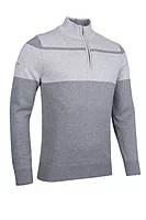 g.GARVIE Quarter Zip Block Touch of Cashmere Midweight Golf Sweater - Mid Grey Marl/Light Grey Marl