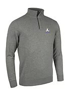 g.RYDER CUP GEORGE Ryder Cup Quarter Zip Tartan Placket Touch of Cashmere Lightweight Golf Sweater - Grey Marl