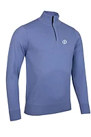 g.THE OPEN GEORGE The Open Quarter Zip Tartan Placket Touch of Cashmere Lightweight Golf Sweater - Light Blue