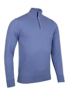 g.GEORGE Quarter Zip Tartan Placket Touch of Cashmere Lightweight Golf Sweater - Light Blue