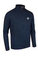 g.THE OPEN GEORGE The Open Quarter Zip Tartan Placket Touch of Cashmere Lightweight Golf Sweater - Navy Marl