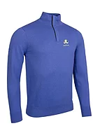 g.RYDER CUP GEORGE Ryder Cup Quarter Zip Tartan Placket Touch of Cashmere Lightweight Golf Sweater - Tahiti