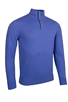 g.GEORGE Quarter Zip Tartan Placket Touch of Cashmere Lightweight Golf Sweater - Tahiti