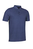 g.GLEN Whisky Bottle Print Performance Golf Shirt - Navy
