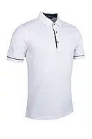 g.GORDON Tailored Collar Tartan Detail Golf Shirt - White/Tartan