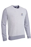 g.RYDER CUP HAMMOND Ryder Cup Crew Neck Two Tone Midweight Textured Golf Sweater - Light Grey Marl/White