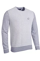 g.THE OPEN HAMMOND The Open Crew Neck Two Tone Midweight Textured Golf Sweater - Light Grey Marl/White