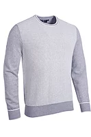 g.HAMMOND Crew Neck Two Tone Midweight Textured Golf Sweater - Light Grey Marl/White
