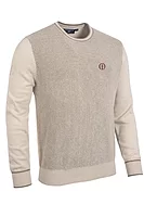 g.THE OPEN HAMMOND The Open Crew Neck Two Tone Midweight Textured Golf Sweater - Linen/Dark Linen