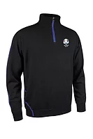 s.RYDER CUP HAMSIN Ryder Cup Zip Lined Merino Heavyweight Golf Sweater - Black/Electric Blue