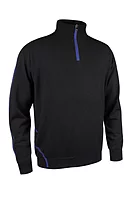 s.HAMSIN Zip Showerproof Lined Merino Heavyweight Golf Sweater - Black/Electric Blue
