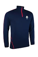 s.RYDER CUP HAMSIN Ryder Cup Zip Lined Merino Heavyweight Golf Sweater - Navy/Red
