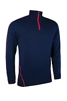 s.HAMSIN Zip Showerproof Lined Merino Heavyweight Golf Sweater - Navy/Red