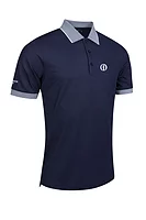 g.THE OPEN HATTON The Open Micro Stripe Collar Cuff Performance Pique Golf Shirt - Navy/White