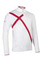 g.HOTCHKIN Quarter Zip St George Cross Cotton Lightweight Golf Sweater - White/Garnet