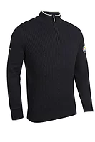g.RYDER CUP HOY Ryder Cup Quarter Zip Cable Rib Midweight Merino Golf Sweater - Black/Linen