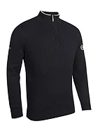 g.THE OPEN HOY The Open Quarter Zip Cable Rib Midweight Merino Golf Sweater - Black/Linen