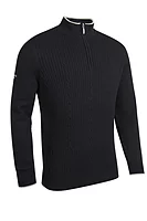g.HOY Quarter Zip Cable Rib Midweight Merino Golf Sweater - Black/Linen