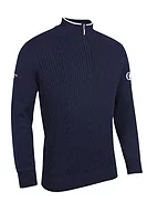 g.THE OPEN HOY The Open Quarter Zip Cable Rib Midweight Merino Golf Sweater - Navy/White