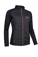 g.THE OPEN IRIS The Open Full Zip Faux Fur Padded Golf Jacket - Black Diamond Print/Gold