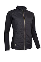 g.IRIS Full Zip Faux Fur Padded Golf Jacket - Black Diamond Print/Gold