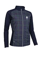 g.RYDER CUP IRIS Ryder Cup Full Zip Faux Fur Padded Golf Jacket - Navy/Tartan