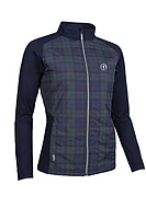 g.THE OPEN IRIS The Open Full Zip Faux Fur Padded Golf Jacket - Navy/Tartan