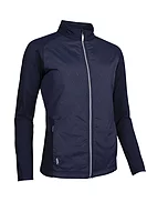 g.IRIS Full Zip Faux Fur Padded Golf Jacket - Navy Diamond Print/Silver