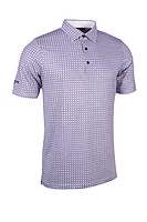 g.IRVINE SALE All Over Micro G Print Performance Golf Shirt Sale - White/Navy/Hot Pink