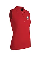g.RYDER CUP JENNA Ryder Cup Sleeveless Performance Pique Golf Shirt - Garnet