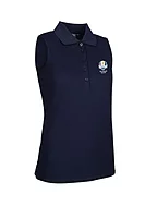 g.RYDER CUP JENNA Ryder Cup Sleeveless Performance Pique Golf Shirt - Navy
