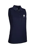g.RYDER CUP JENNA Ryder Cup Sleeveless Performance Pique Golf Shirt - Navy