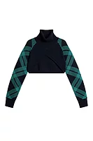 JL.1891 KARY J.Lindeberg x Glenmuir Rib Collar Tartan Sleeve Bolero - Navy