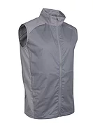g.JOHNSTONE Zip Front Stretch Showerproof Lightweight Golf Gilet - Light Grey Herringbone