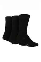 g.JOSEPH 3 Pair Gentle Grip Bamboo Crew Socks - Black