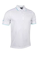 g.KEITH Diamond Knit Mercerised Cotton Golf Shirt - White/Aqua