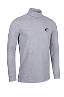 g.THE OPEN KELSO The Open Long Sleeve Cotton Roll Neck Golf Shirt - Light Grey Marl