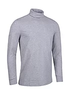 g.KELSO Long Sleeve Cotton Roll Neck Golf Shirt - Light Grey Marl