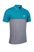 g.THE OPEN KINTYRE The Open Colour Block Performance Pique Golf Shirt - Light Grey Marl/Lagoon/White