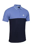 g.THE OPEN KINTYRE The Open Colour Block Performance Pique Golf Shirt - Navy/Light Blue/White