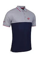 g.THE OPEN KINTYRE The Open Colour Block Performance Pique Golf Shirt - Navy/Light Grey Marl/Garnet