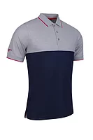 g.KINTYRE Colour Block Performance Pique Golf Shirt - Navy/Light Grey Marl/Garnet