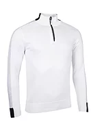 g.KIPPEN SALE Quarter Zip Birdseye Sleeve Cotton Golf Sweater Sale - White/Light Grey Marl