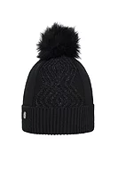 g.KIRUNA Faux Fur Cable Lurex Golf Bobble Hat - Black