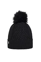 g.KIRUNA Faux Fur Cable Lurex Golf Bobble Hat - Black