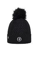 g.THE OPEN KIRUNA The Open Faux Fur Cable Lurex Golf Bobble Hat - Black
